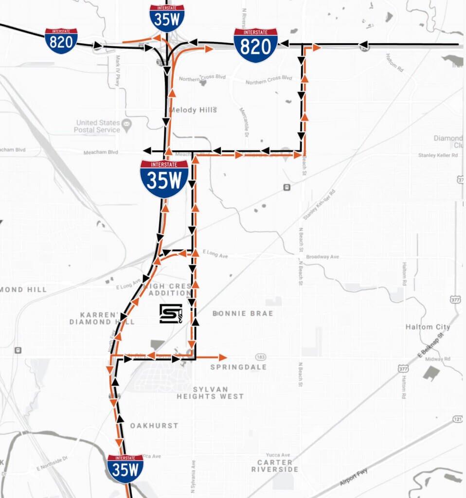 map of traffic routes surrounding sylvania industrial park